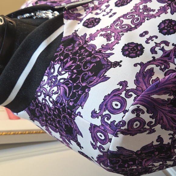 Nwot 14/16 Ashley Stewart Purple and White Bomber Jacket - Picture 9 of 17